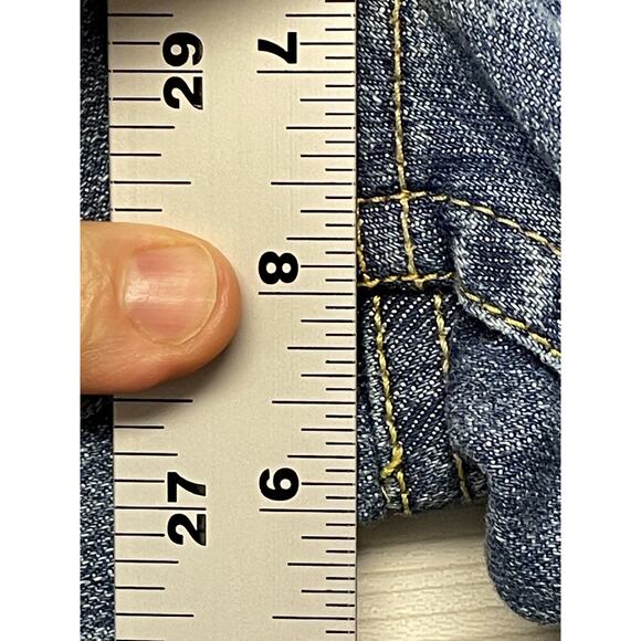 Old Navy Bermuda Shorts Womens 8 Blue Denim Ultra Low Rise Stretch Jean 00s Y2K - Picture 5 of 11